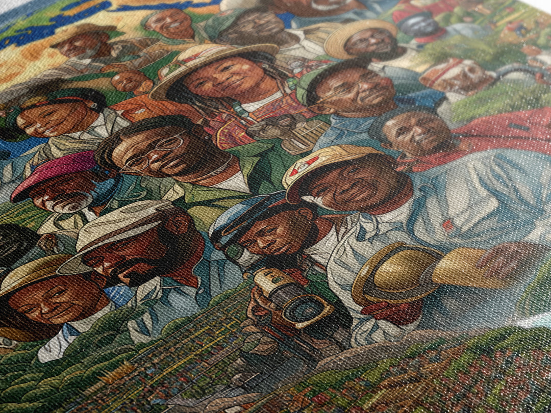 African Community Farmers Portrait Wall Art, Afrocentric Art Print, Black Culture Decor, Unique Motherland Living Room Home Decor Gift