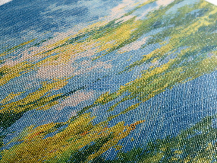 Blue Green Abstract African Landscape Canvas Print, Modern Wall Art, Nature Scene Art, Textured Home Decor For Living Room