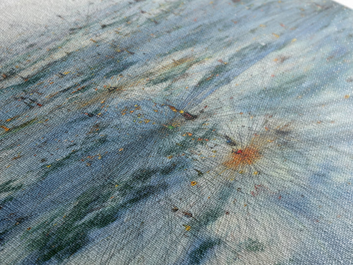 Icy Network Landscape Wall Art, Blue Abstract Field, Dreamy Modern Canvas Print, Minimalist Office Decor Gift, Large Home Decor