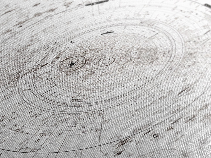Intricate White Celestial Star Map Diagram Wall Art, Astronomy Blueprint Poster, Minimalist Office Decor, Cosmic Digital Print
