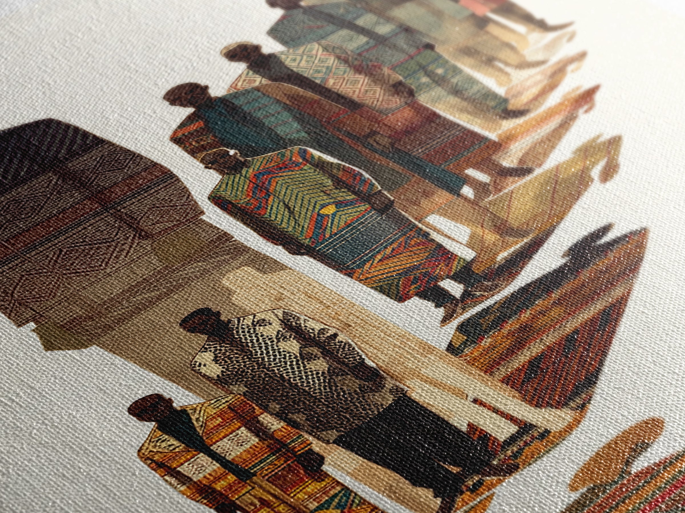 Elegant African Men In Patterned Robes, Wall Art, African Fabric, Afrocentric Art, Cultural Art Print, Heritage Portrait