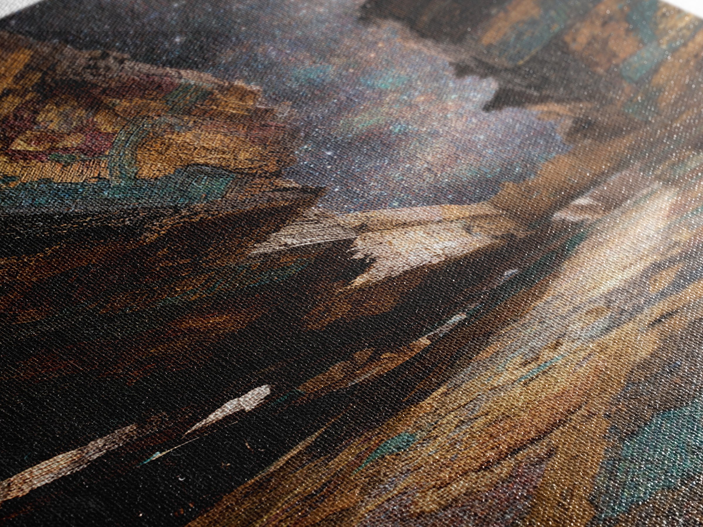 Starry Canyon African Landscape Wall Art, Ethnic Texture Night Sky Print, Earth Tone Boho Decor, Unique Canvas Gift For Home