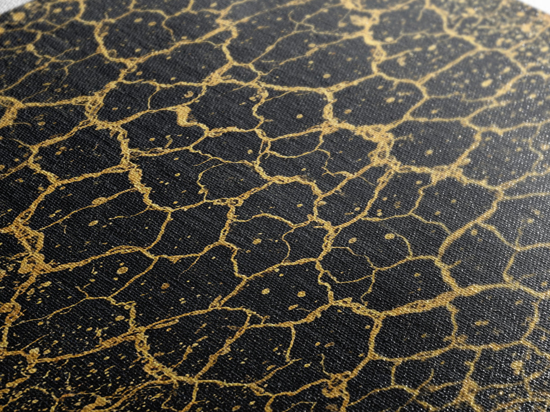 Black And Gold Crackle Texture, Abstract Wall Art, Luxury Canvas Print, Modern Geometric Elegant Home Decor, Statement Gift