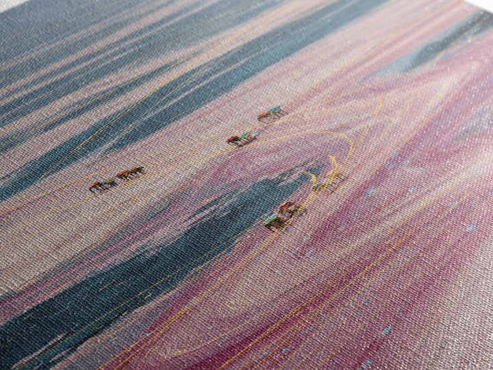 Pastel Desert Caravan Trails Canvas Print, Surreal Landscape Wall Decor, Dreamy Abstract Art For Unique Modern Home Decor