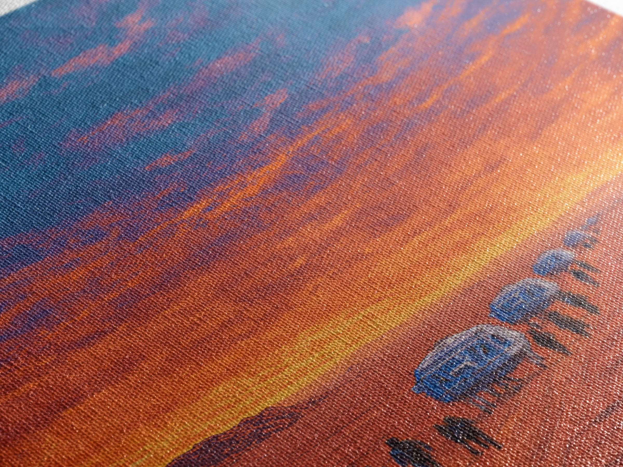 Futuristic Desert Convoy At Sunset Wall Art, Orange Sci Fi Landscape, Mars Travel Poster, Modern Canvas Statement Decor Gift