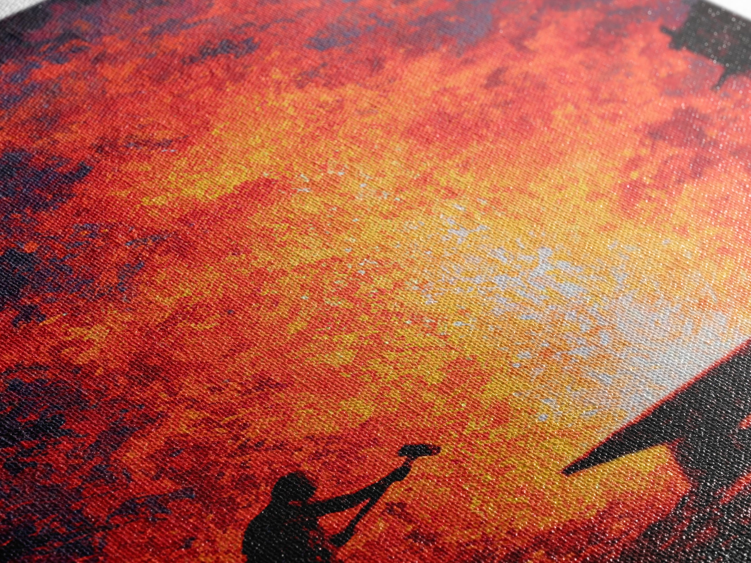 Lone Blacksmith Before Blazing Forge Wall Art, Fiery African Inspired Painting, Rustic Industrial Home Decor Gift For Him