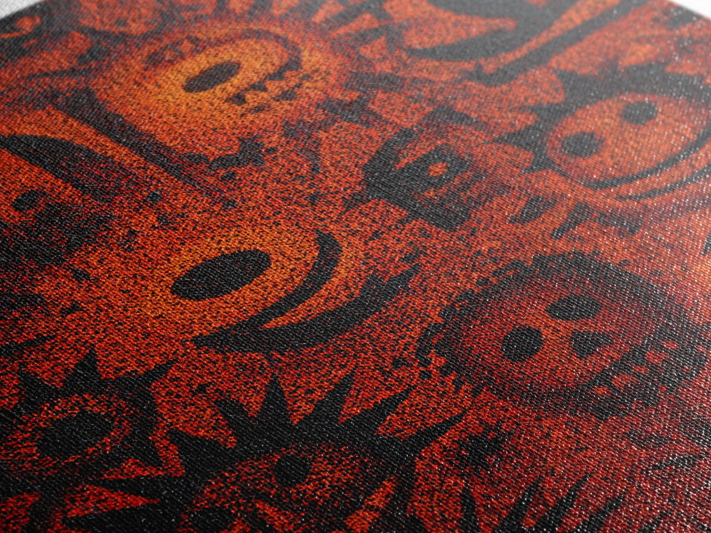 Orange African Mask Pattern Canvas Print, Tribal Symbols Abstract Wall Decor, Afrocentric Art, Cultural Home Decor Gift Idea