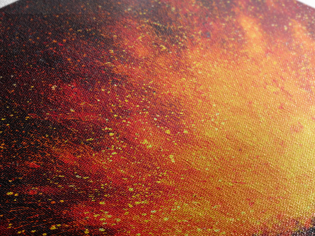 Golden Fireburst Abstract Canvas Print, Red Orange Spark Painting, Modern Wall Decor, Bold Statement Art, Luxury Canvas Gift