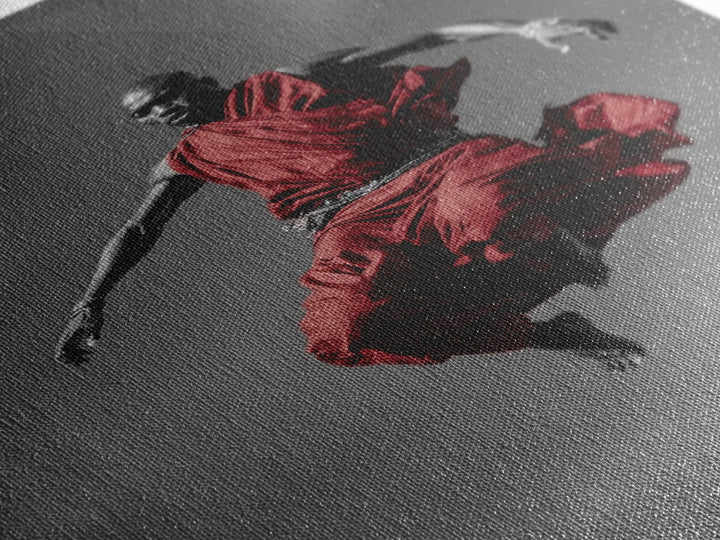 Floating Maasai Warrior In Red Robes Canvas Print, African Portrait Photography, Black Art Decor, Modern Cultural Wall Art