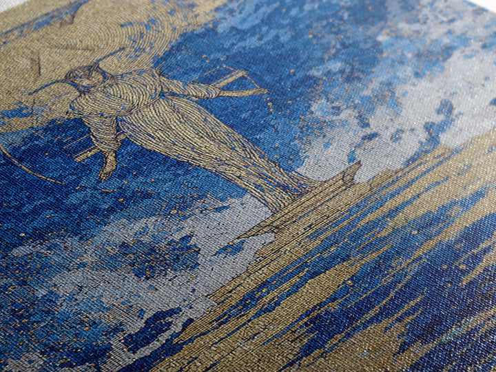 Blue Gold Egyptian Goddess Wall Art, African Egyptian Art, Textured Spiritual Canvas Print, Ancient Culture Home Decor Gift