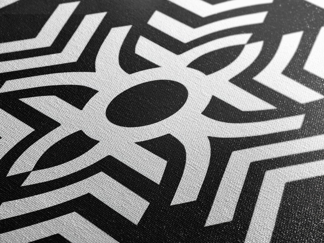 Black And White Tribal Geometric Symbol Wall Art, Afrocentric Abstract Print, African Pattern Decor, Modern Minimalist Canvas