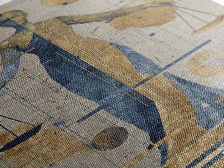 Blue Gold Lady Justice Goddess Canvas Print, Abstract African Wall Art, Modern Portrait Decor, Elegant Office Statement Piece