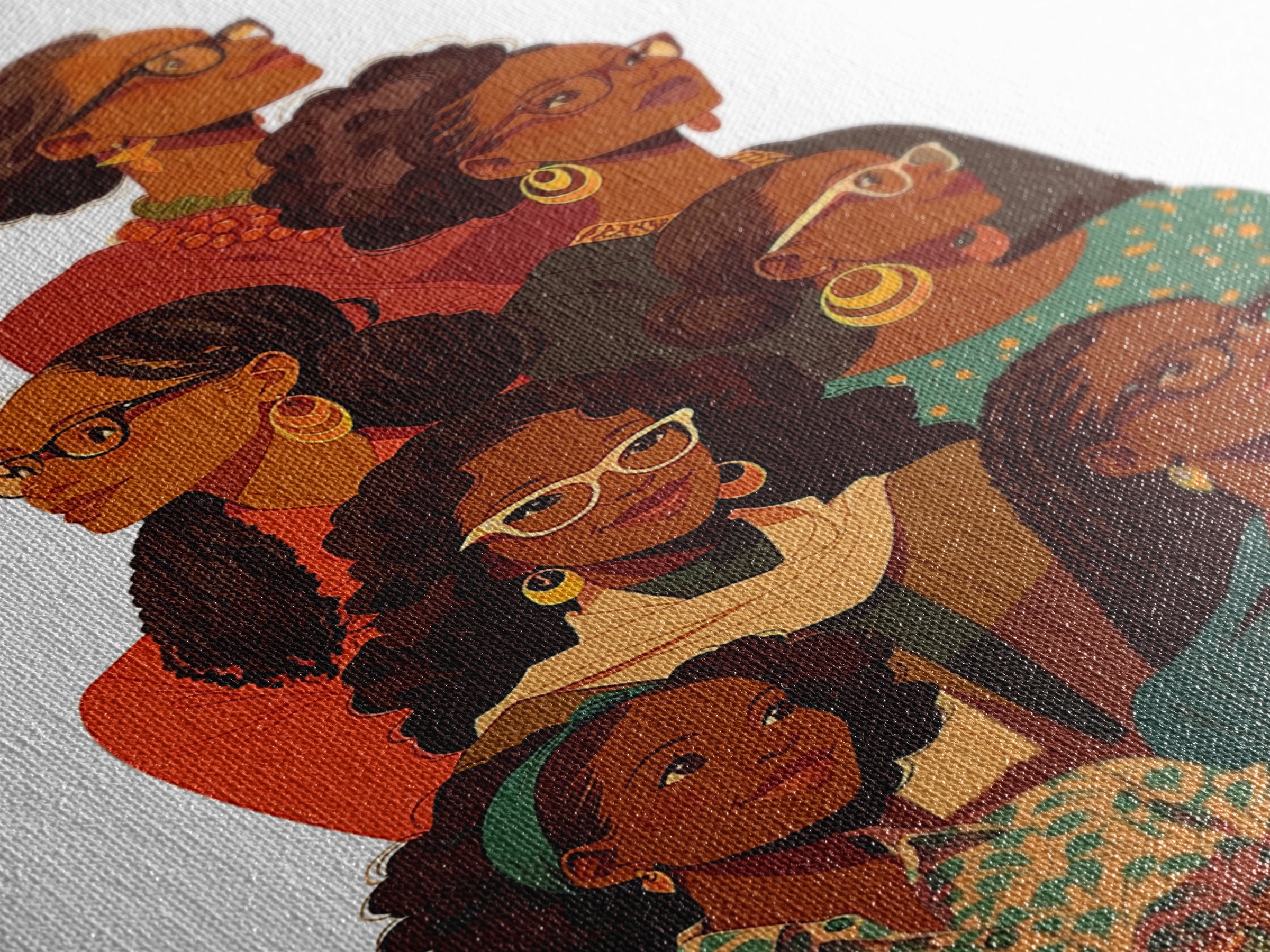 Stylish Black Women Group Portrait Wall Art, African American Art Print, Feminine Office Decor, Black Girl Magic Gift For Her