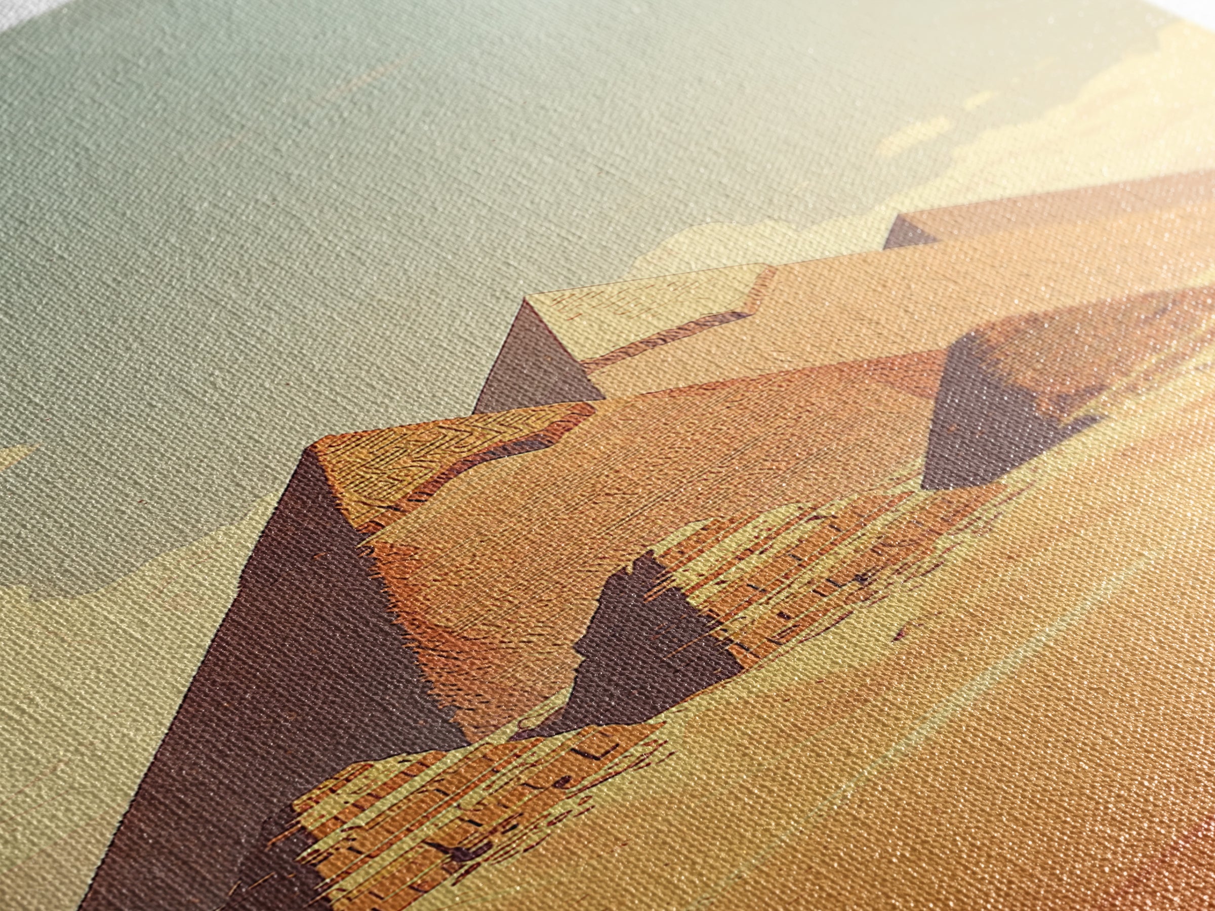 Soft Pastel Egyptian Pyramids Canvas Print, Ancient African Art, Minimalist Desert Landscape, Beige Wall Art, Home Decor