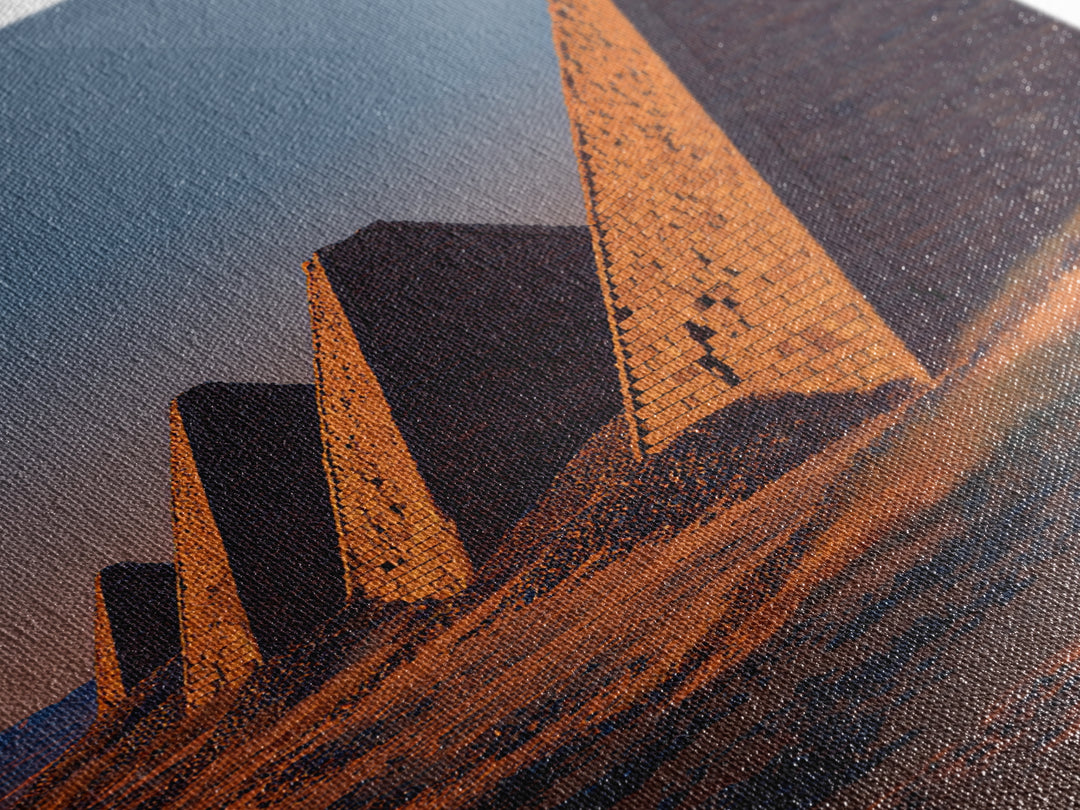 Sunset Nubian Pyramids Canvas Print, African Landscape, Ancient Egypt Inspired Wall Art, Sahara Travel Poster, Home Decor