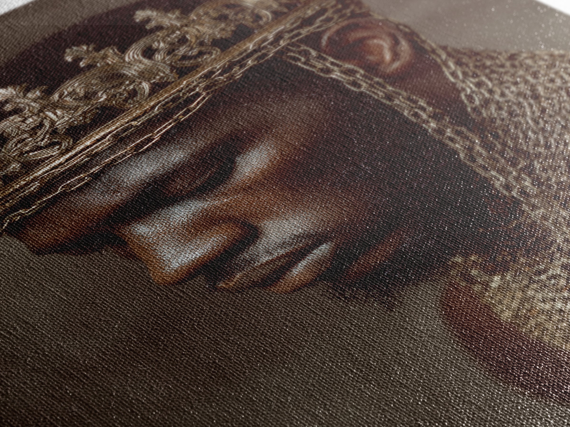 Profile Of Black King In Gold Crown And Chains Wall Art, African American Royal Portrait, Luxury Black Culture Decor Gift