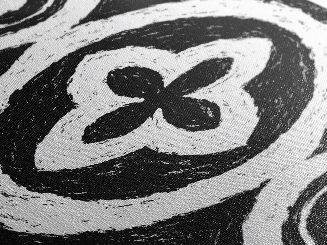 Black And White African Pattern Wall Art, Tribal Textile Canvas Print, Mud Cloth Decor, Geometric Boho Wall Decor, Unique Gift