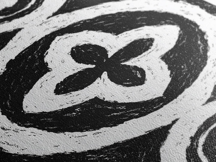 Black And White African Pattern Wall Art, Tribal Textile Canvas Print, Mud Cloth Decor, Geometric Boho Wall Decor, Unique Gift