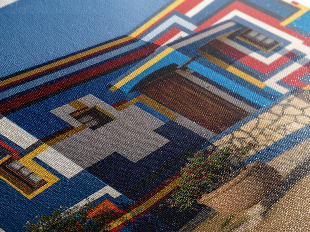 Modern Ndebele House Entrance Canvas Print, African Wall Art, Bold Geometric Architecture, Cultural Home Decor Gift Statement