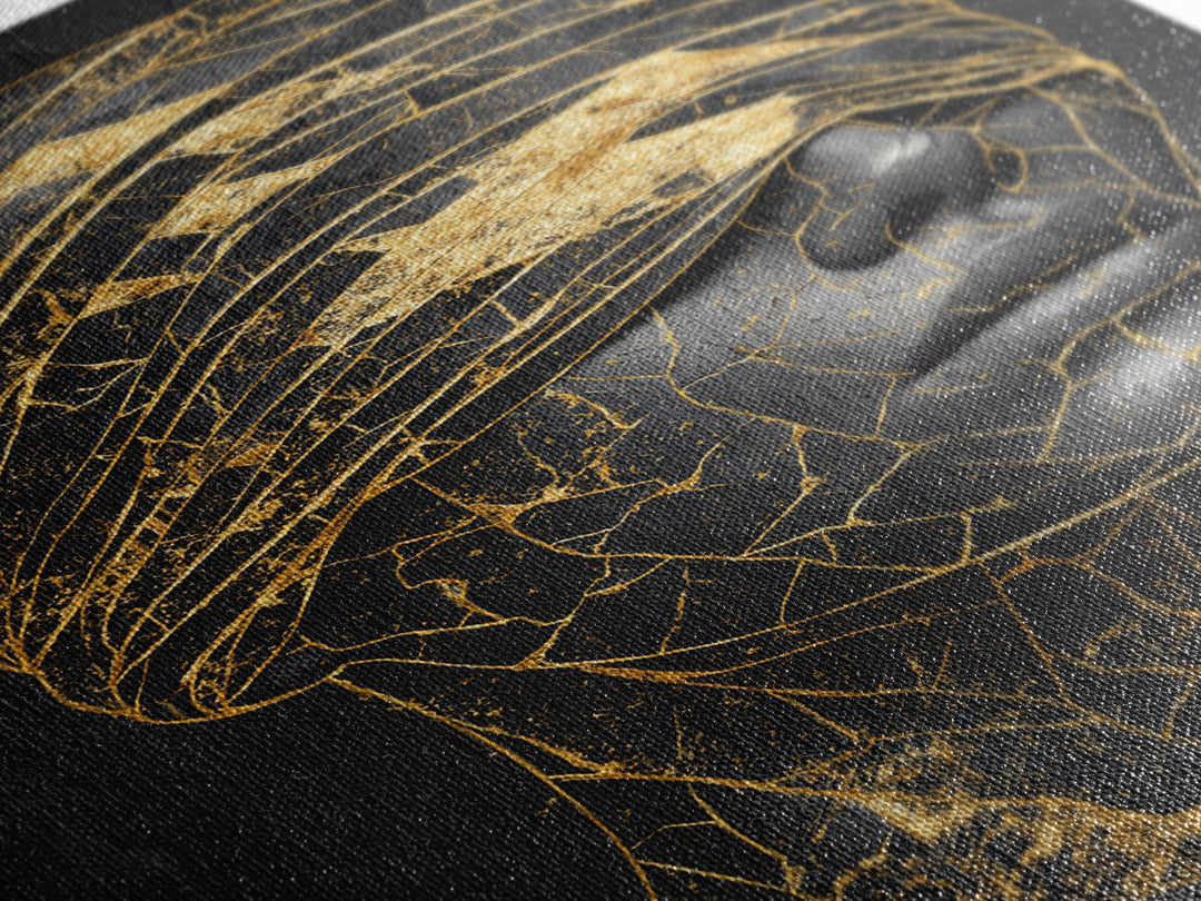 Blindfolded Gold Black Woman Canvas Print, African American Art, Feminine Afrocentric Portrait, Luxury Statement Home Decor