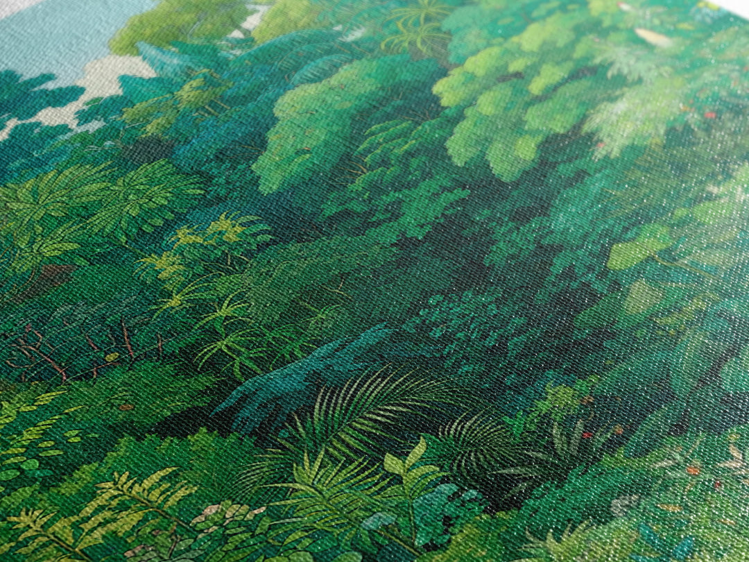 Lush Green Tropical Jungle Wall Art, Botanical Forest Canopy, Nature Scene Art, Modern Home Decor, Large Decor Art, Green Wall Decor