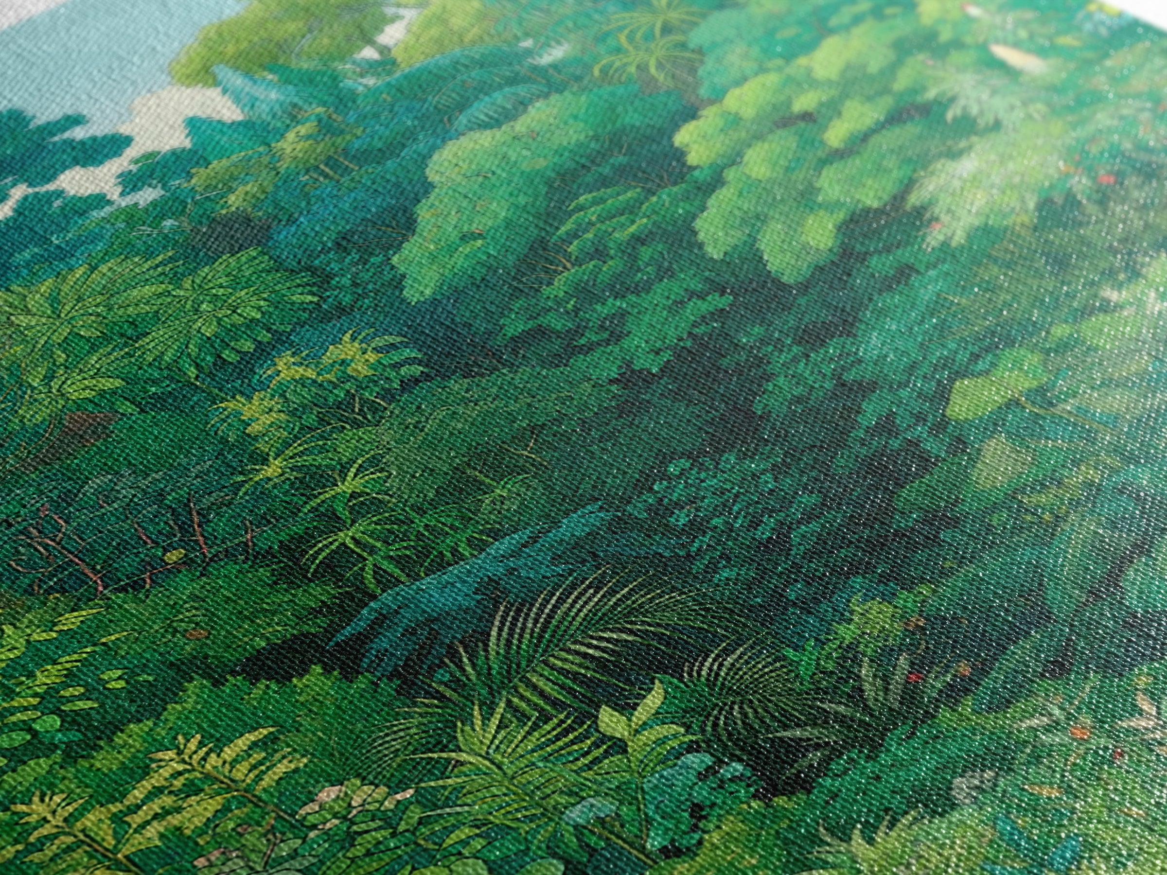 Lush Green Tropical Jungle Wall Art, Botanical Forest Canopy, Nature Scene Art, Modern Home Decor, Large Decor Art, Green Wall Decor