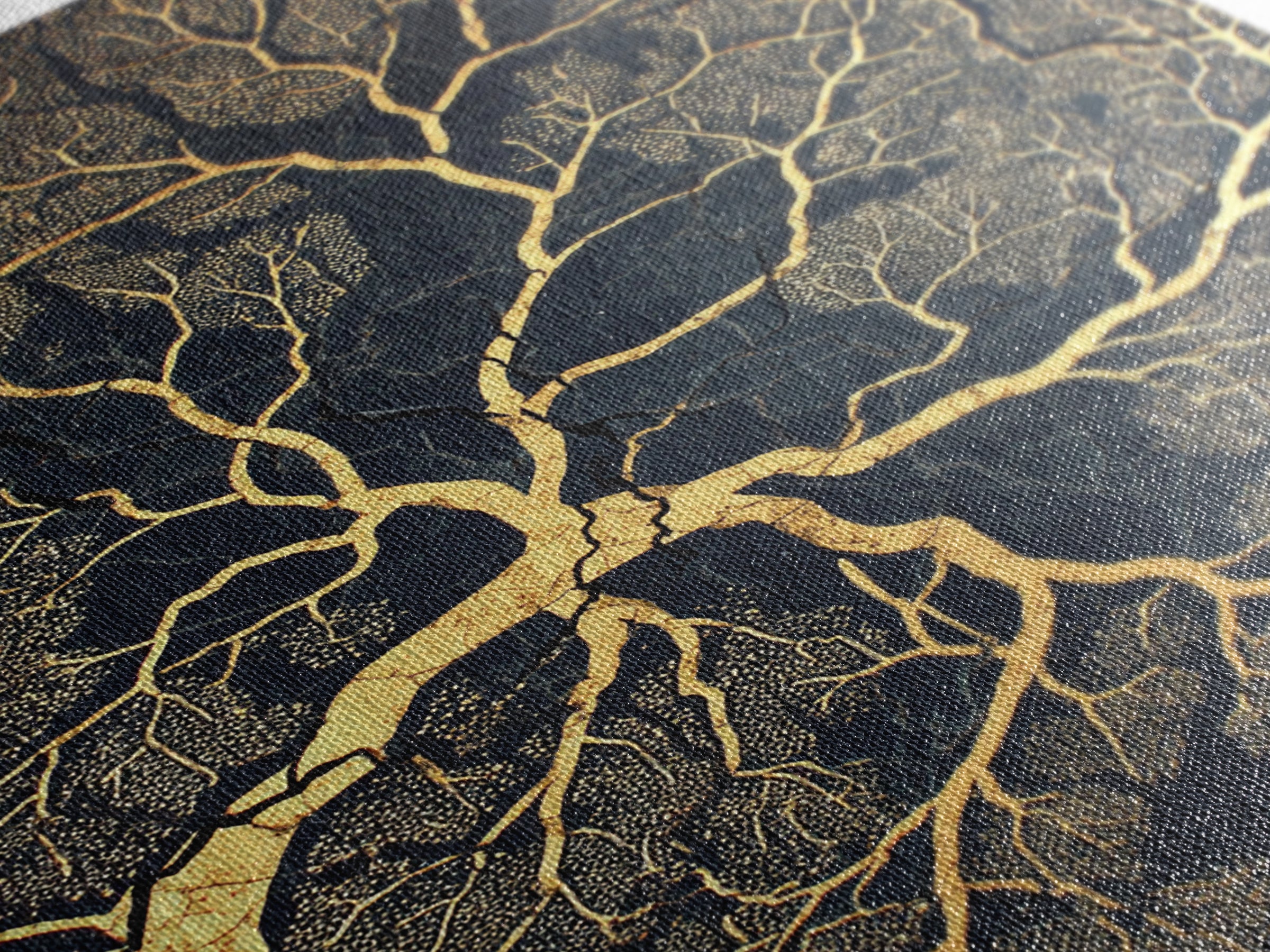Black And Gold Branching Tree Wall Art, Abstract Root Network, Earth Tone Wall Decor, Luxury Art Print, Modern Canvas Art