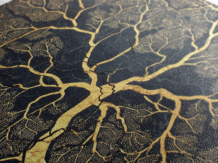 Black And Gold Branching Tree Wall Art, Abstract Root Network, Earth Tone Wall Decor, Luxury Art Print, Modern Canvas Art