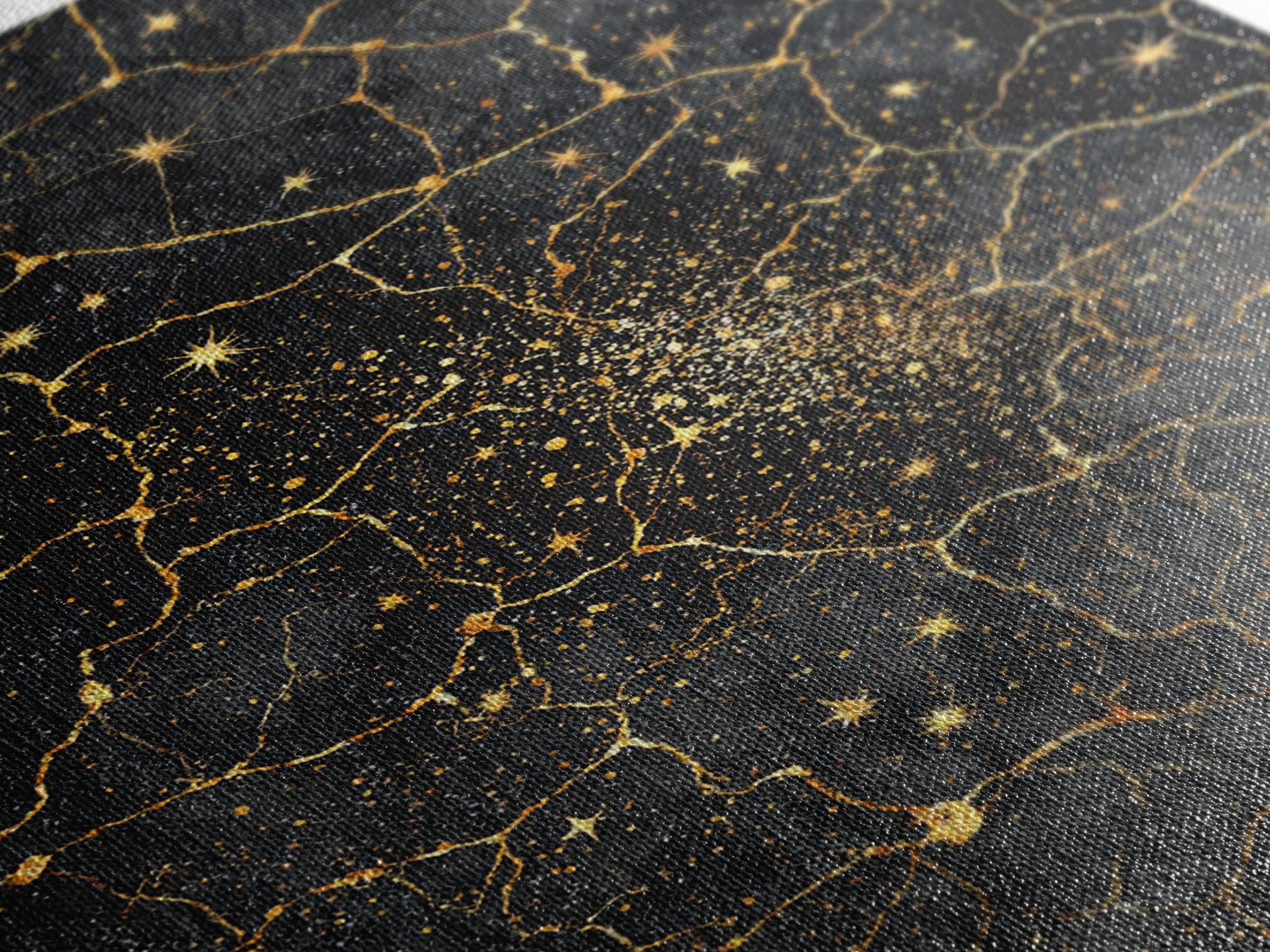 Black Gold Celestial Marble Stars Wall Art, Abstract African Inspired Cosmic Decor, Luxury Canvas Print For Modern Home Decor