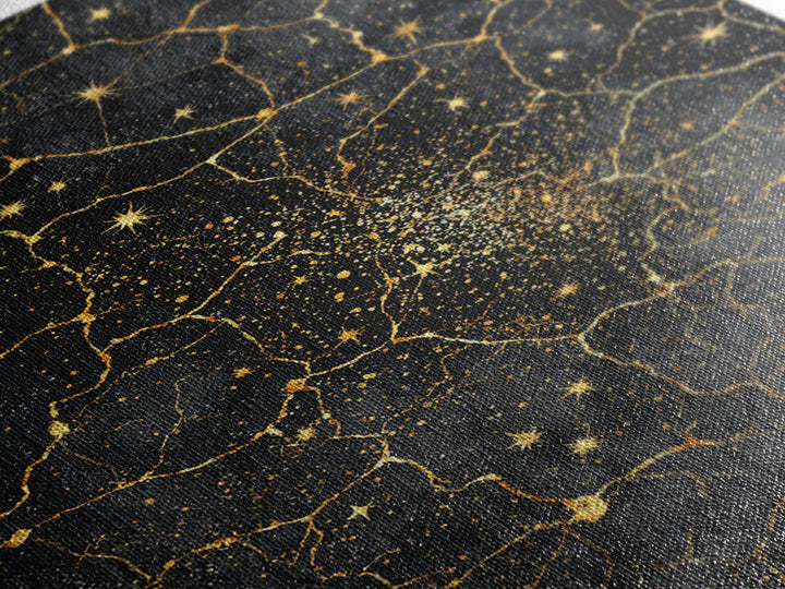 Black Gold Celestial Marble Stars Wall Art, Abstract African Inspired Cosmic Decor, Luxury Canvas Print For Modern Home Decor
