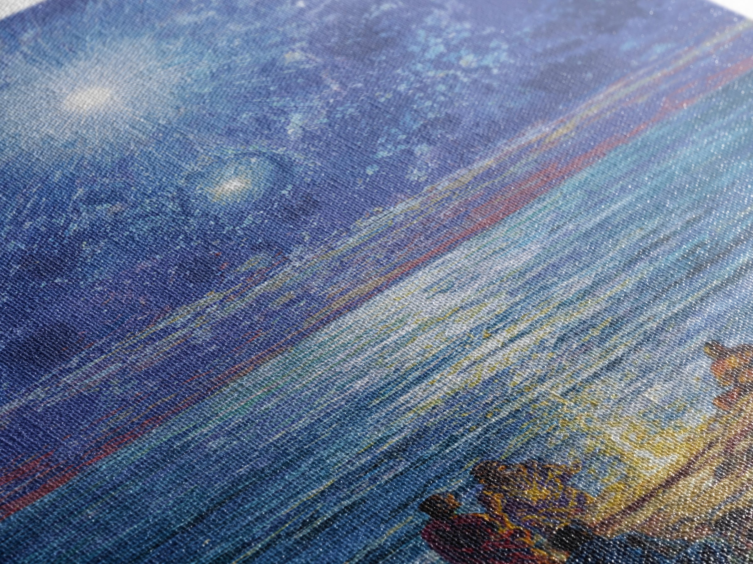 Moonlit Ocean Gathering At Shore Wall Art, African People Canvas Print, Blue Spiritual Nature Scene Decor For Living Room