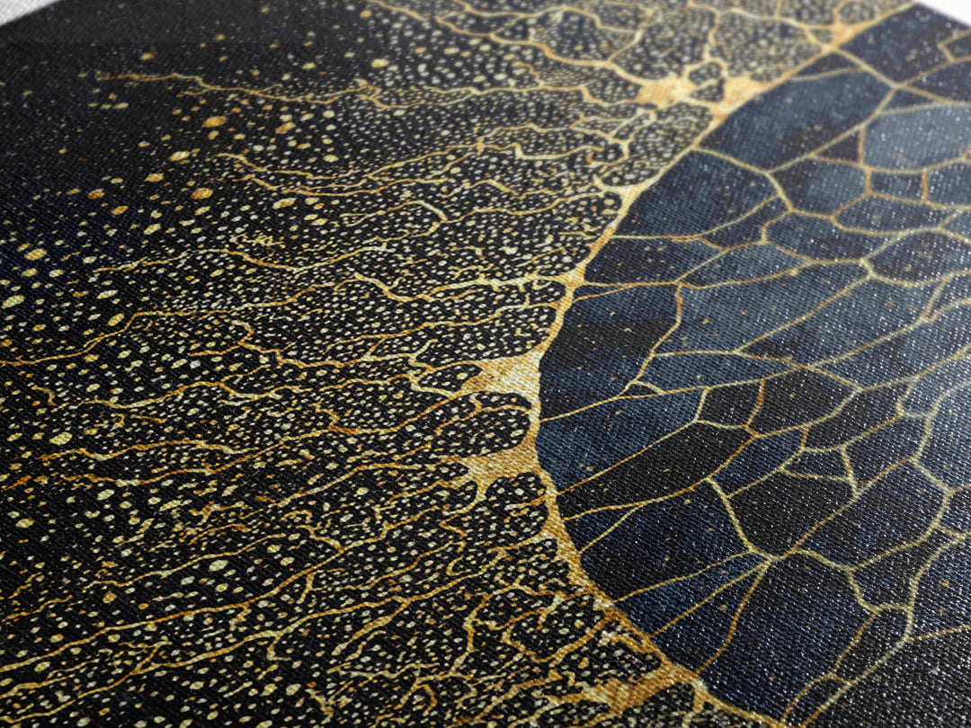 Black Gold Abstract Solar Eclipse Wall Art, Luxury Canvas Print, African Inspired Celestial Decor For Modern Living Room