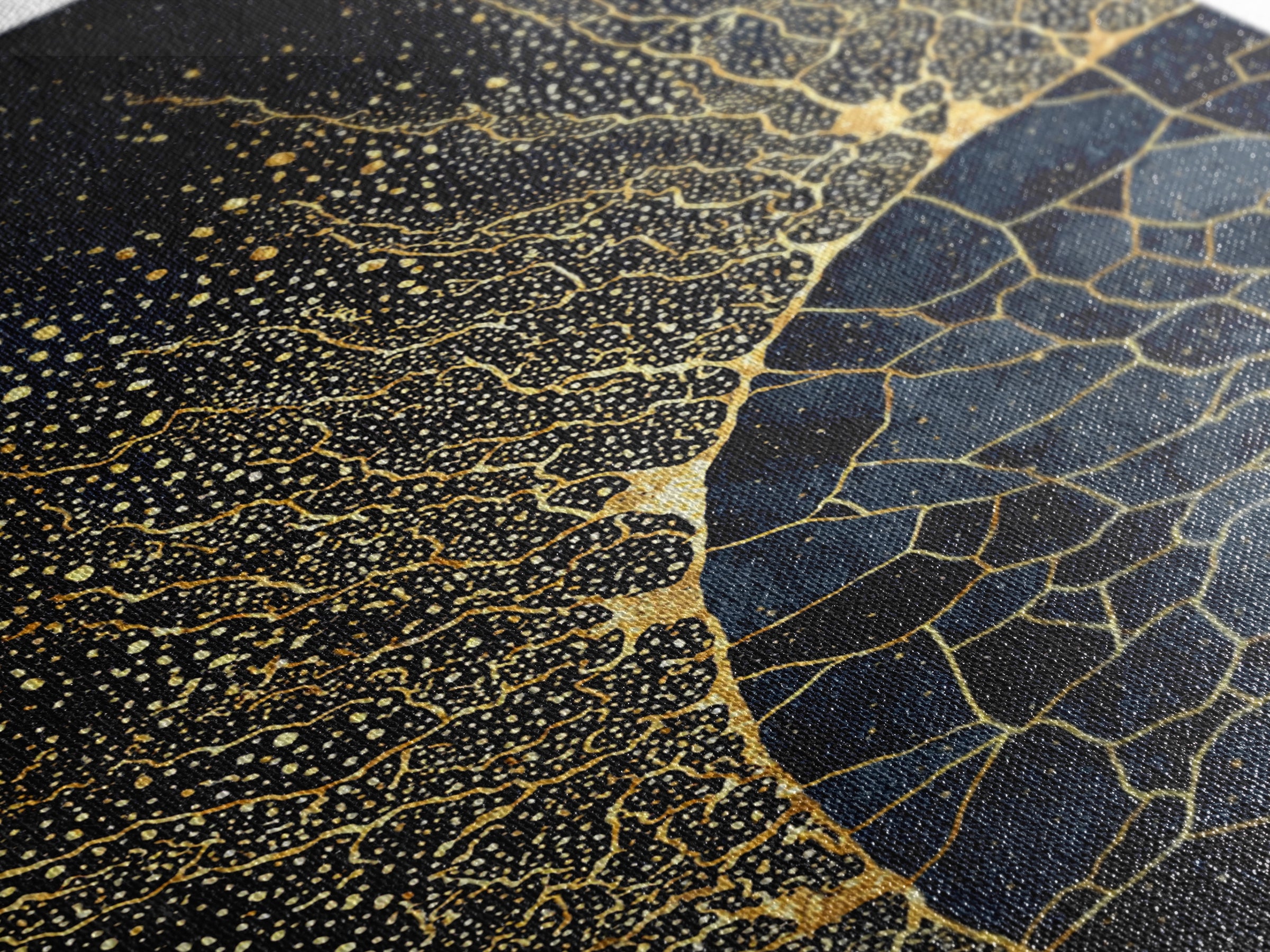 Black Gold Abstract Solar Eclipse Wall Art, Luxury Canvas Print, African Inspired Celestial Decor For Modern Living Room