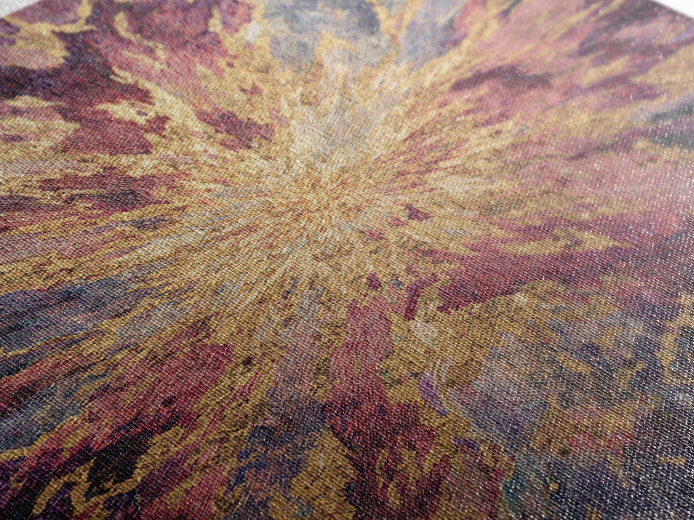 Exploding Abstract Starburst In Gold Plum And Blue Wall Art, Textured Art Print, Modern Canvas Art, Statement Home Decor