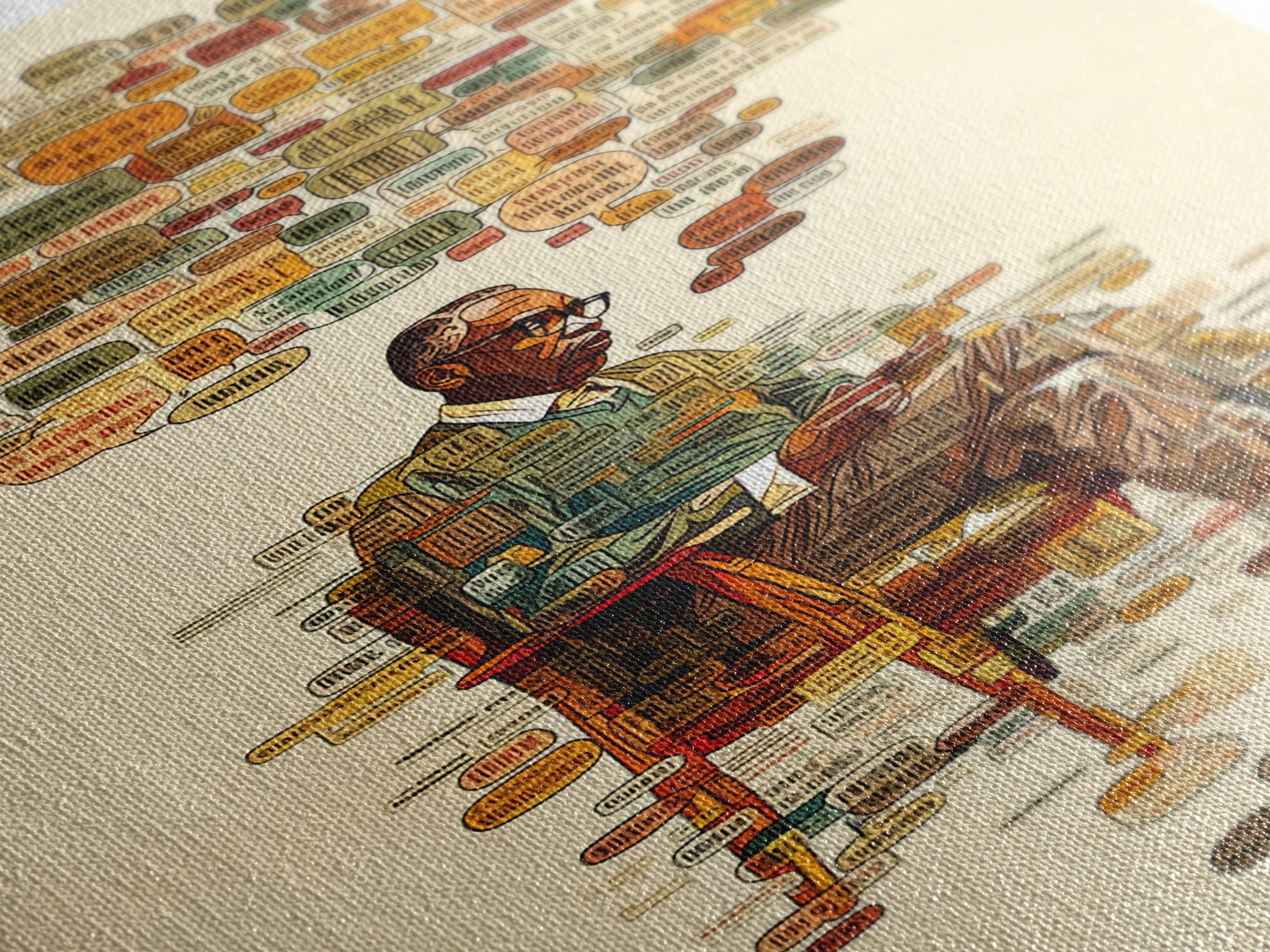 Seated Scholar With Africa Map Ideas Wall Art, African American Art, Black History Art, Office Decor, Cultural Gift, Thoughtful Home Decor