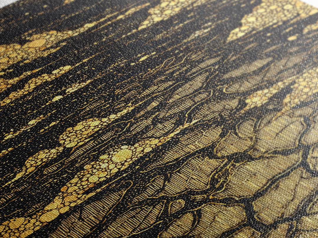 Black And Gold Cracked Earth Abstract Wall Art, Luxury Canvas Print, Textured Desert Landscape, Bold Statement Home Decor