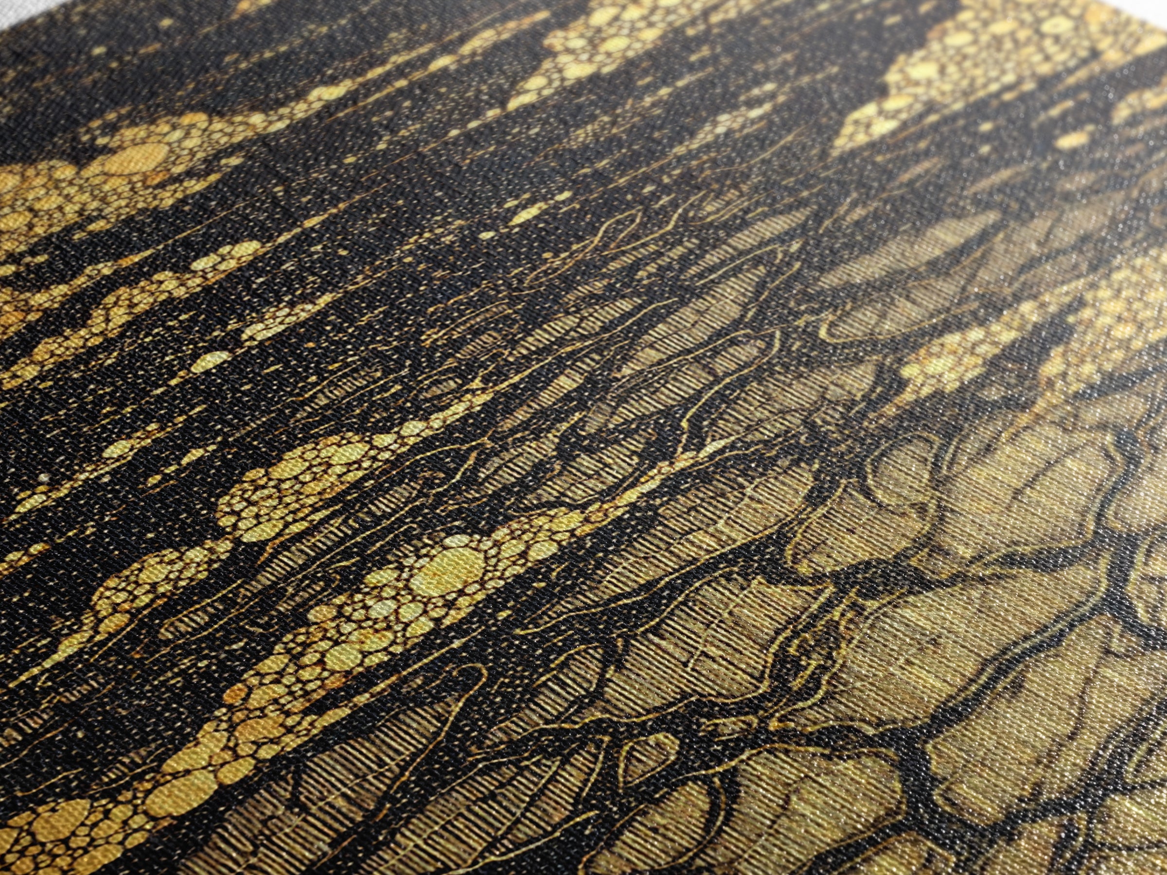 Black And Gold Cracked Earth Abstract Wall Art, Luxury Canvas Print, Textured Desert Landscape, Bold Statement Home Decor
