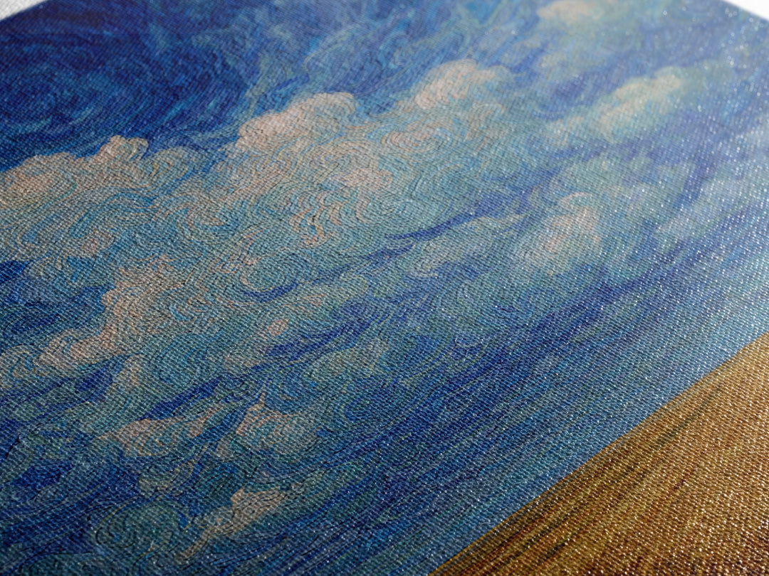 Swirling Blue Sky Over Golden African Plain Canvas Print, Abstract Landscape Wall Art, Dreamy Decor, Modern Home Decor Gift