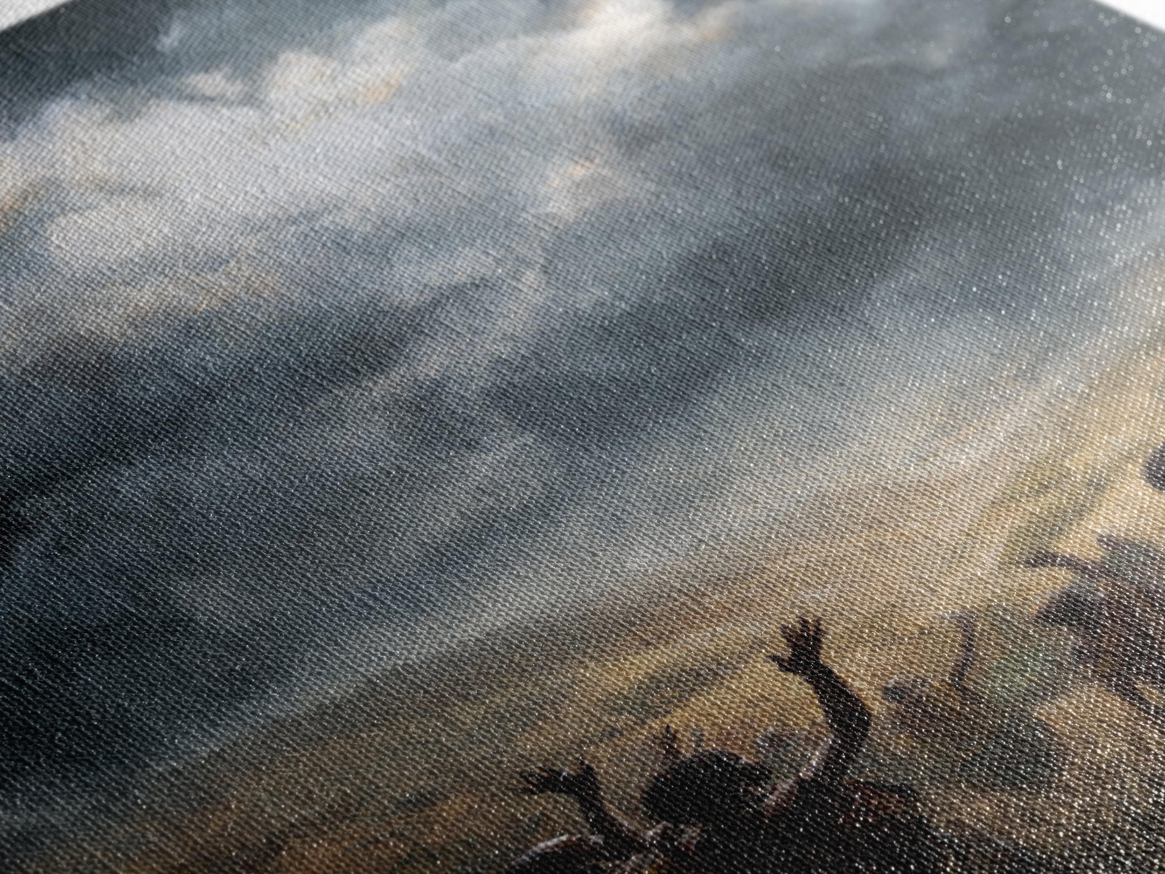 African Villagers Raising Hands To Dark Storm Sky Wall Art, Dramatic Spiritual Canvas, Cultural Decor, Black Art Gift For Home