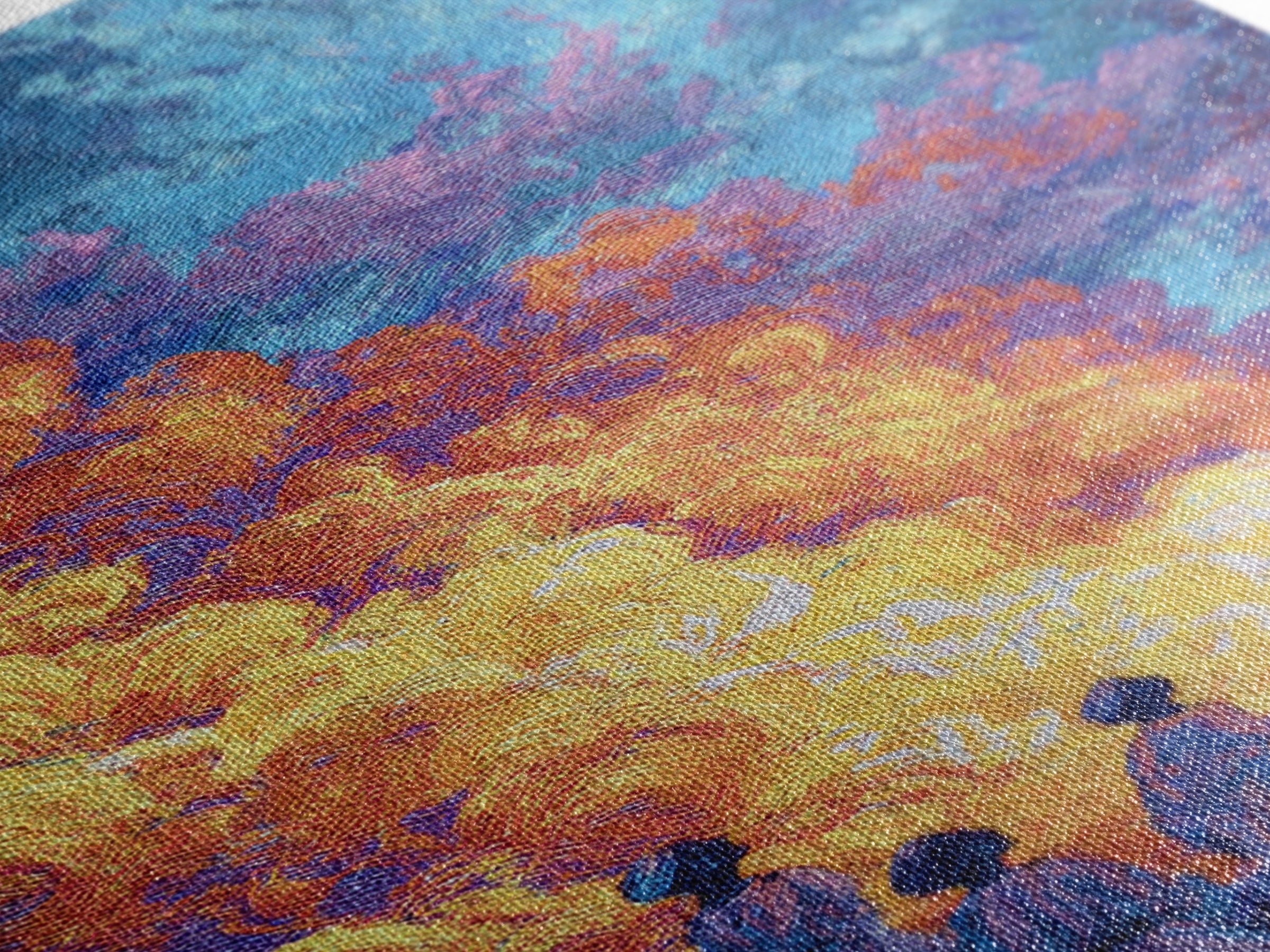 Figures Under Fiery Orange And Blue Sky Canvas Print, African Wall Art, Black People Art, Cultural Home Decor Gift, Statement Wall Decor
