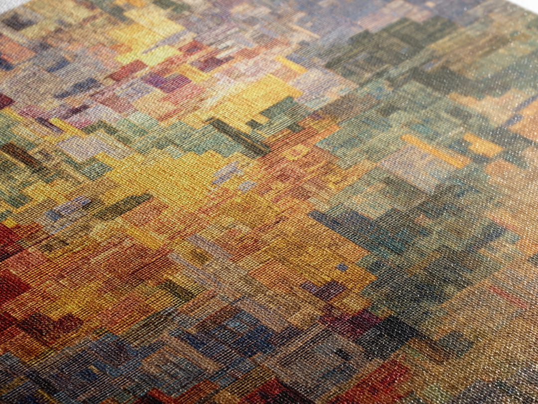 Luminous Woven City Mosaic Abstract Canvas Print, Contemporary Art, Modern Wall Art, Textured Art Print For Living Room Decor