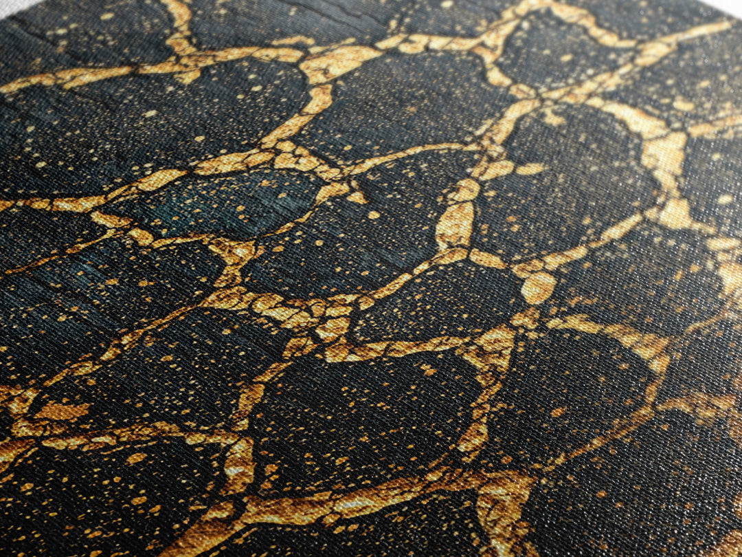 Black Gold Crackle Texture Wall Art, Abstract African Art Print, Luxury Canvas Decor, Earth Tone Modern Statement Piece Gift