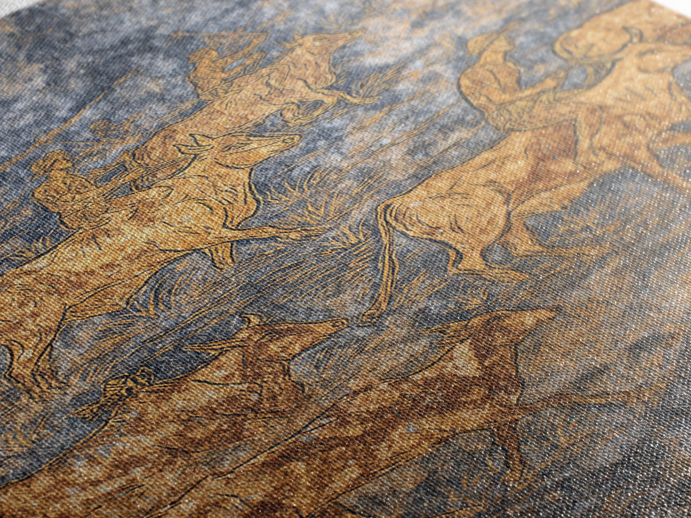 Golden Cattle Herders Etched On Blue Stone Wall Art, African Safari Art, Pastoral Tribal Canvas, Cultural Home Decor, Unique Gift