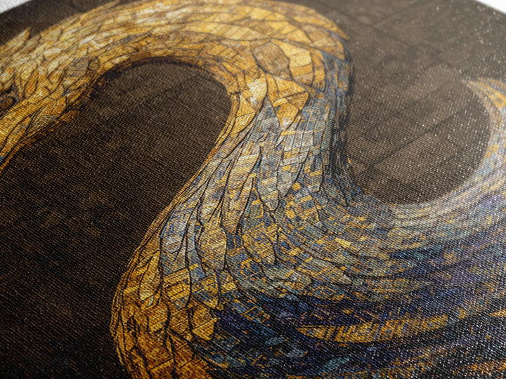 Blue Gold Mosaic Swan Framed Canvas Print, Black And Gold Art, Elegant Wall Decor, Contemporary Canvas, Statement Home Decor
