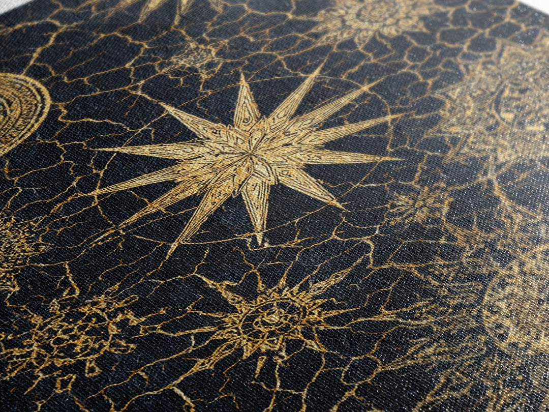 Gold Celestial Mandala Canvas Print, Black And Gold Abstract Wall Art, Spiritual Boho Decor, Modern Home Decor Gift, Large Decor Art