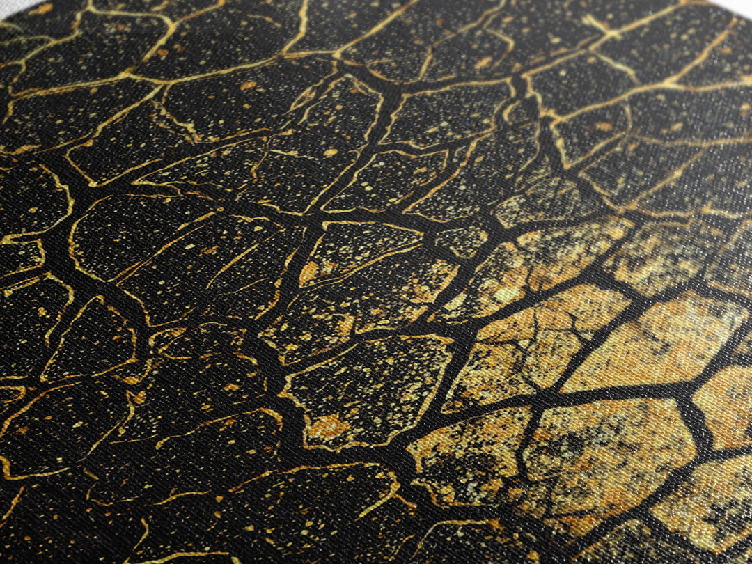 Black And Gold Crackle Abstract Wall Art, African Inspired Geometric Canvas Print, Luxury Art Decor, Modern Statement Piece