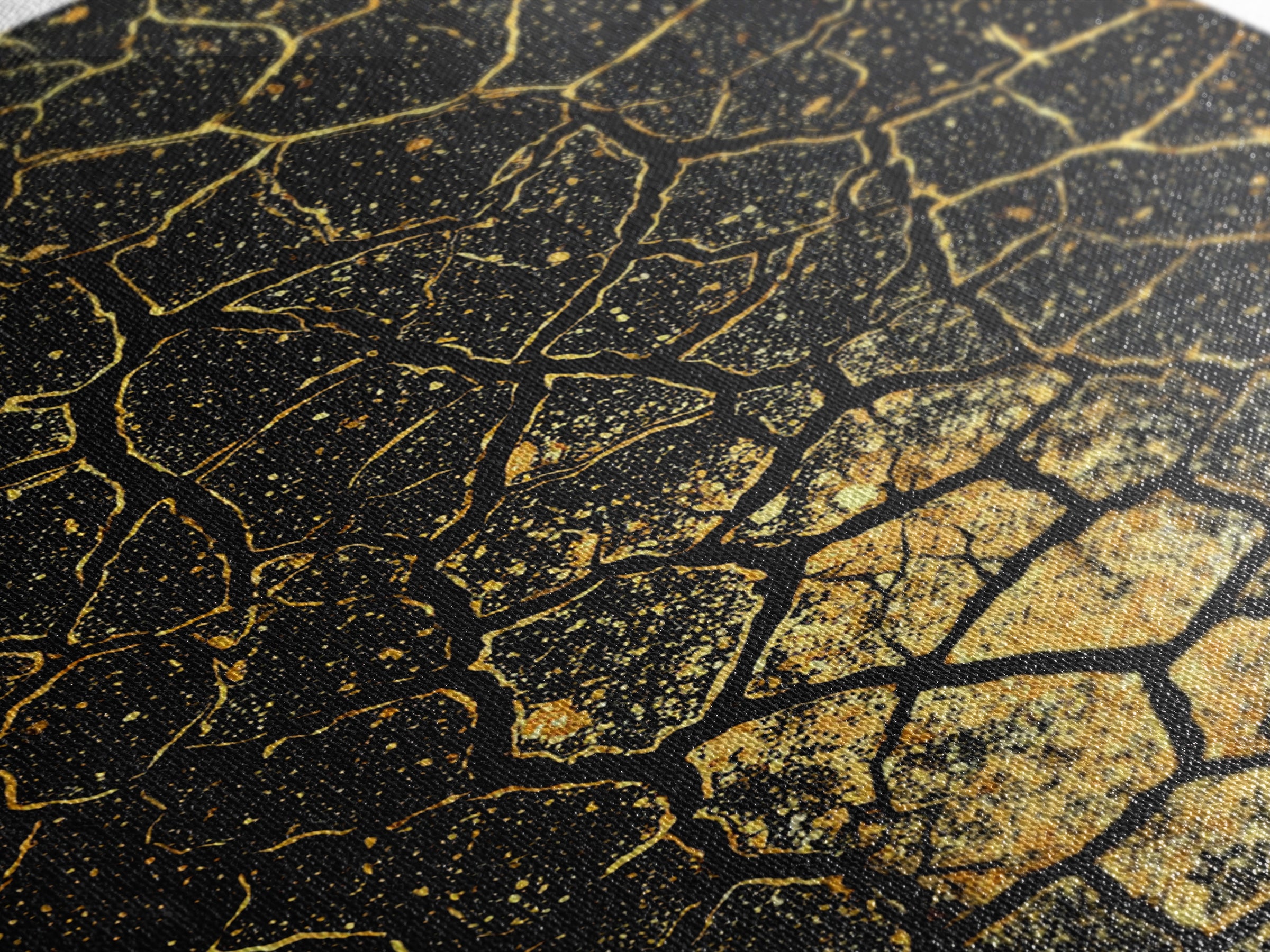 Black And Gold Crackle Abstract Wall Art, African Inspired Geometric Canvas Print, Luxury Art Decor, Modern Statement Piece
