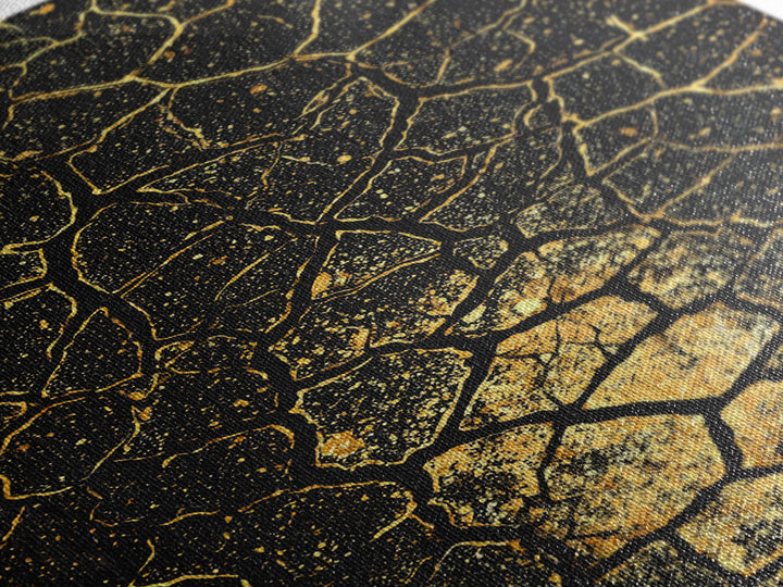 Black And Gold Crackle Abstract Wall Art, African Inspired Geometric Canvas Print, Luxury Art Decor, Modern Statement Piece