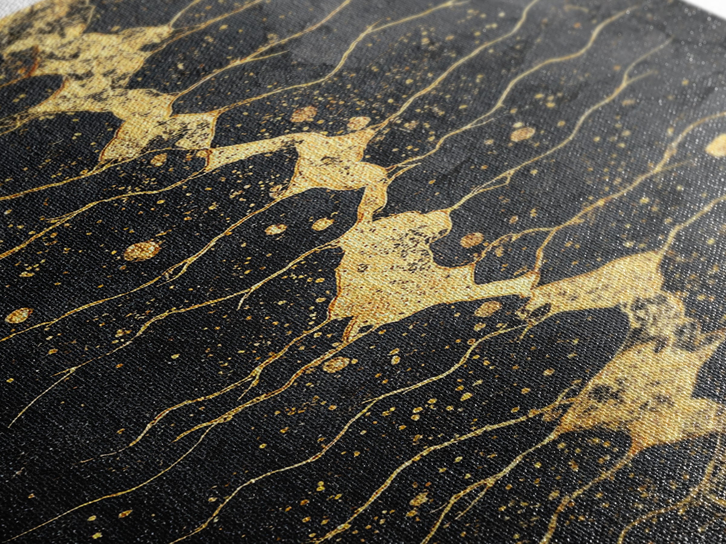 Gold Kintsugi River Abstract Wall Art, Black And Gold Art Print, Modern African Art Decor, Luxury Canvas Print For Living Room