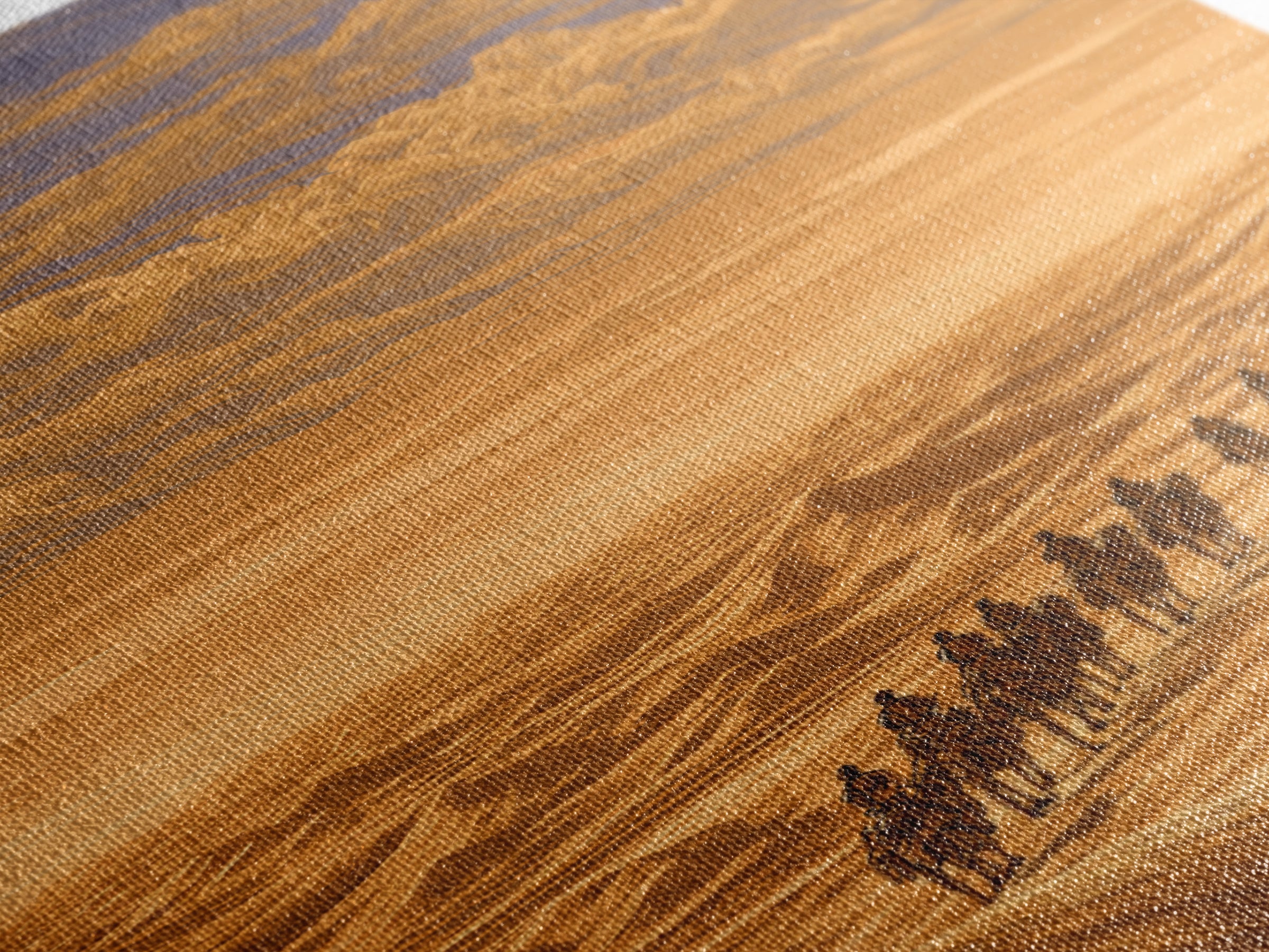 Golden Desert Caravan Across Dunes Canvas Print, African Safari Art, Sahara Landscape, Boho Wall Decor, Living Room Decor